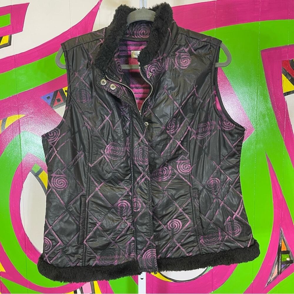 Christopher & Banks, Puffer Vest Faux Fur. Size Large. Good used condition!
